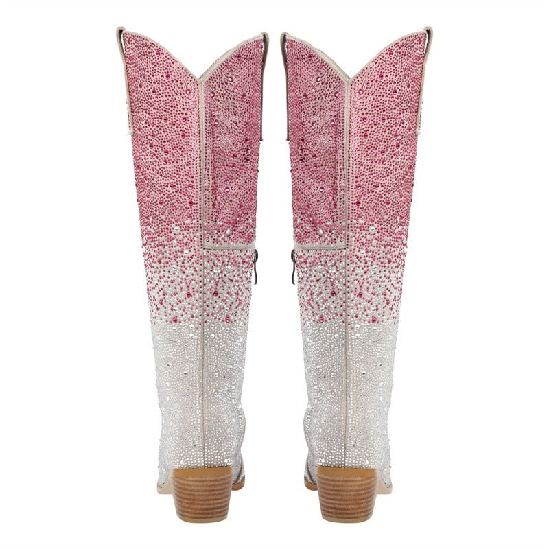 Gradient Rhinestone Cowboy Boots - Kelly Obi New York