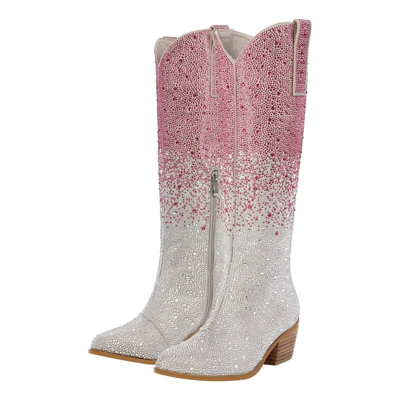 Gradient Rhinestone Cowboy Boots - Kelly Obi New York