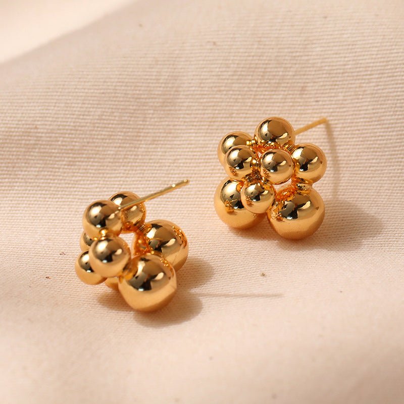 Grape Hollow Beads Stud Earrings - Kelly Obi New York