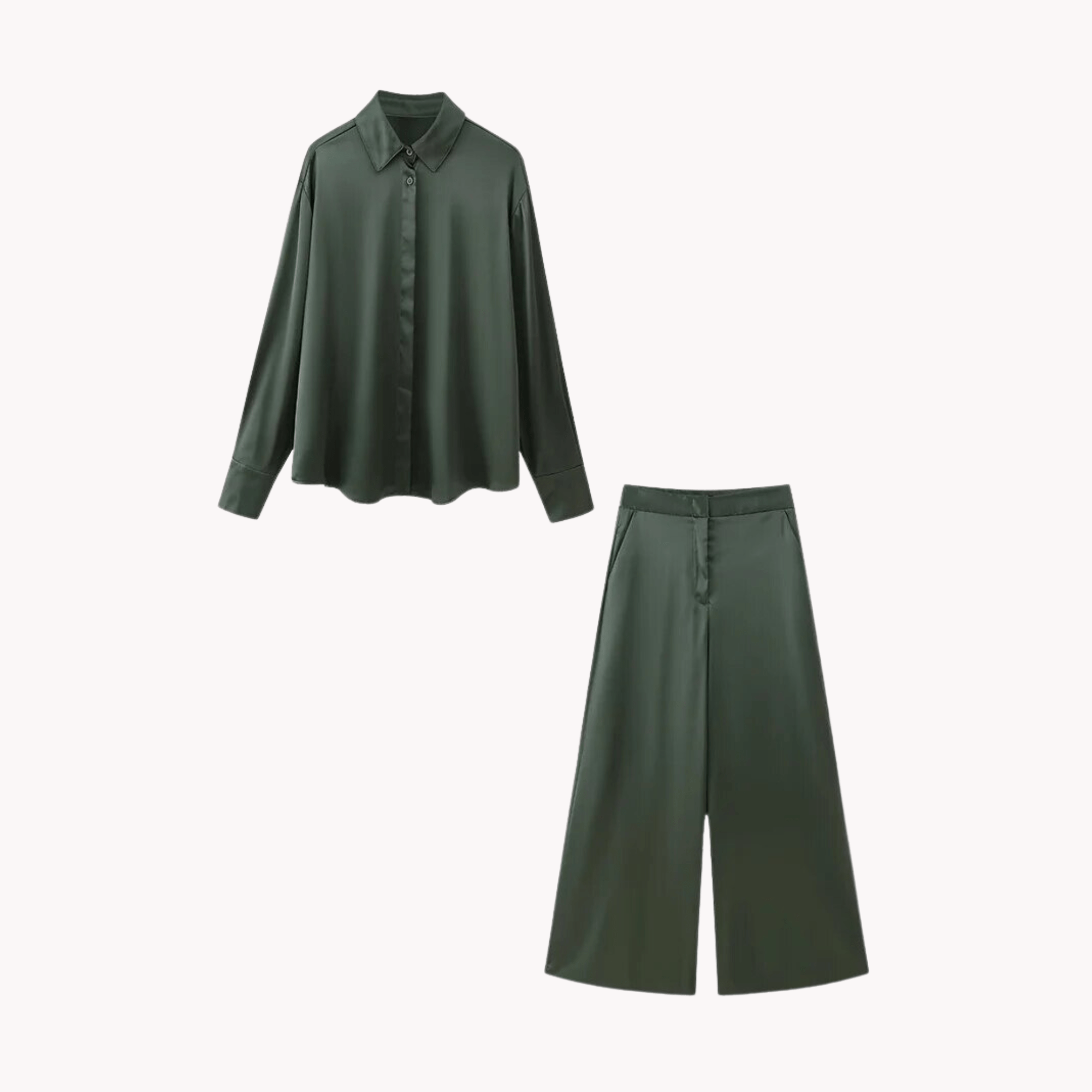 Green Classic Top and Pants Set - Kelly Obi New York