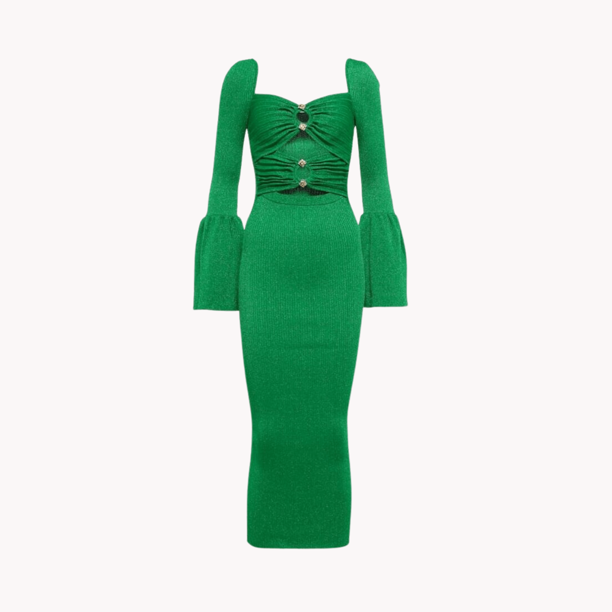 Green Cutout Front Backless Dress - Kelly Obi New York