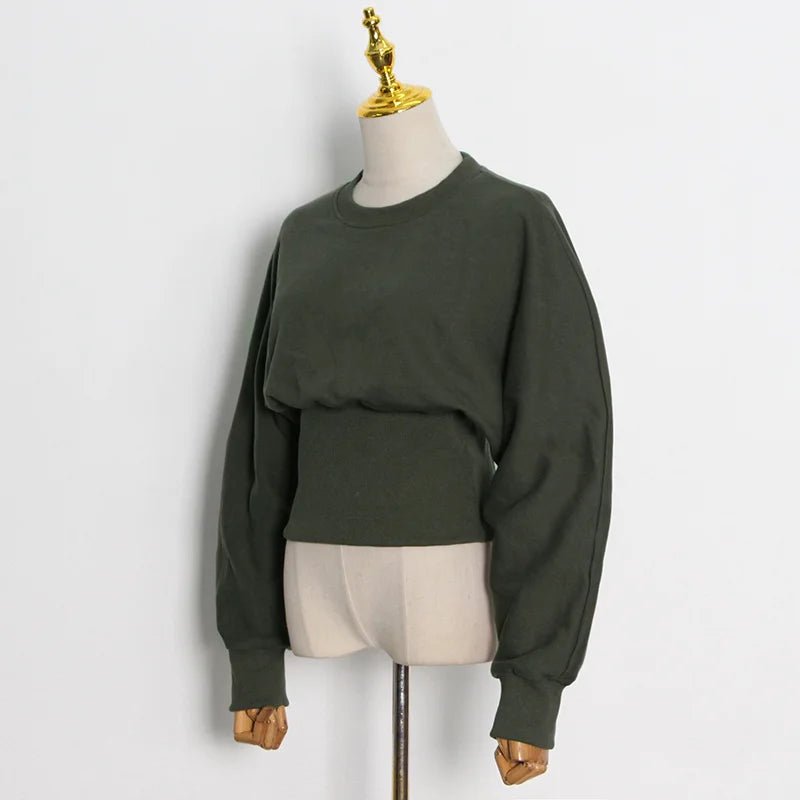 Green Gathered Waist Sweatshirt - Kelly Obi New York