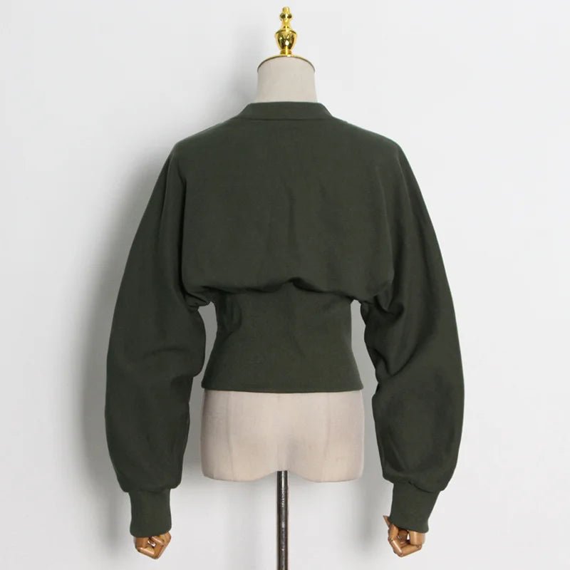 Green Gathered Waist Sweatshirt - Kelly Obi New York