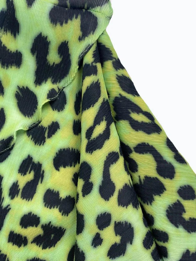 Green Leopard Tie-Up Short Dress - Kelly Obi New York
