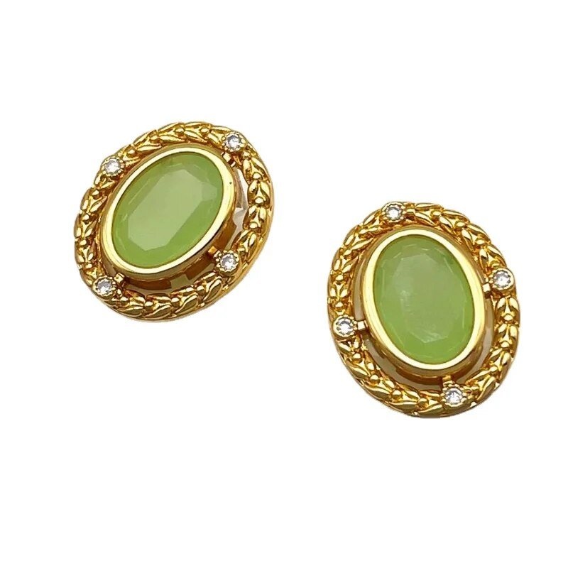 Green Oval Earrings - Kelly Obi New York