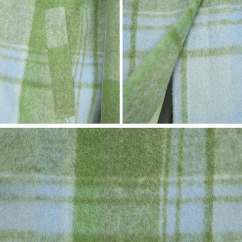 Green Plaid Loose Fit Woolen Coat - Kelly Obi New York