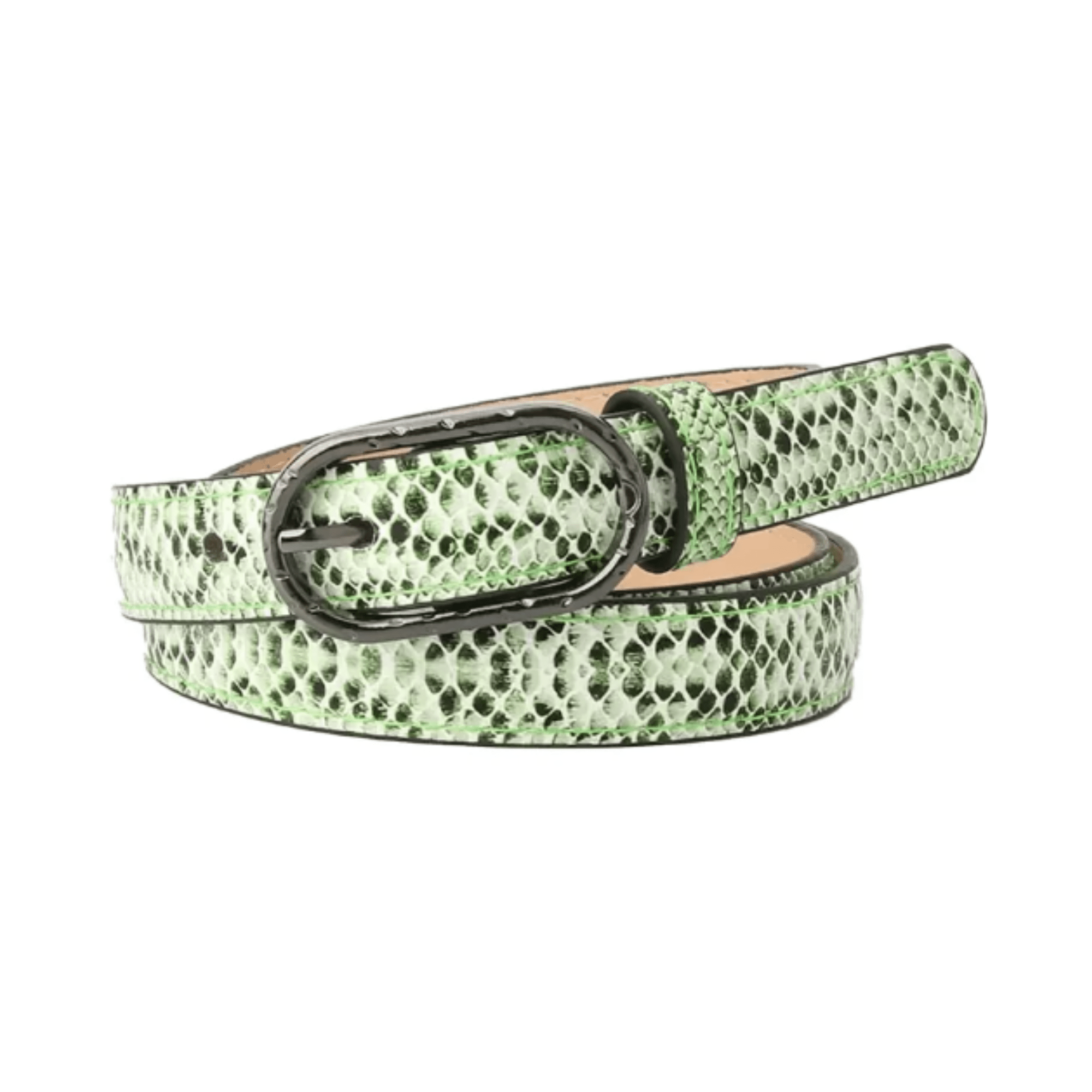 Green Python Faux Leather Belt - Kelly Obi New York