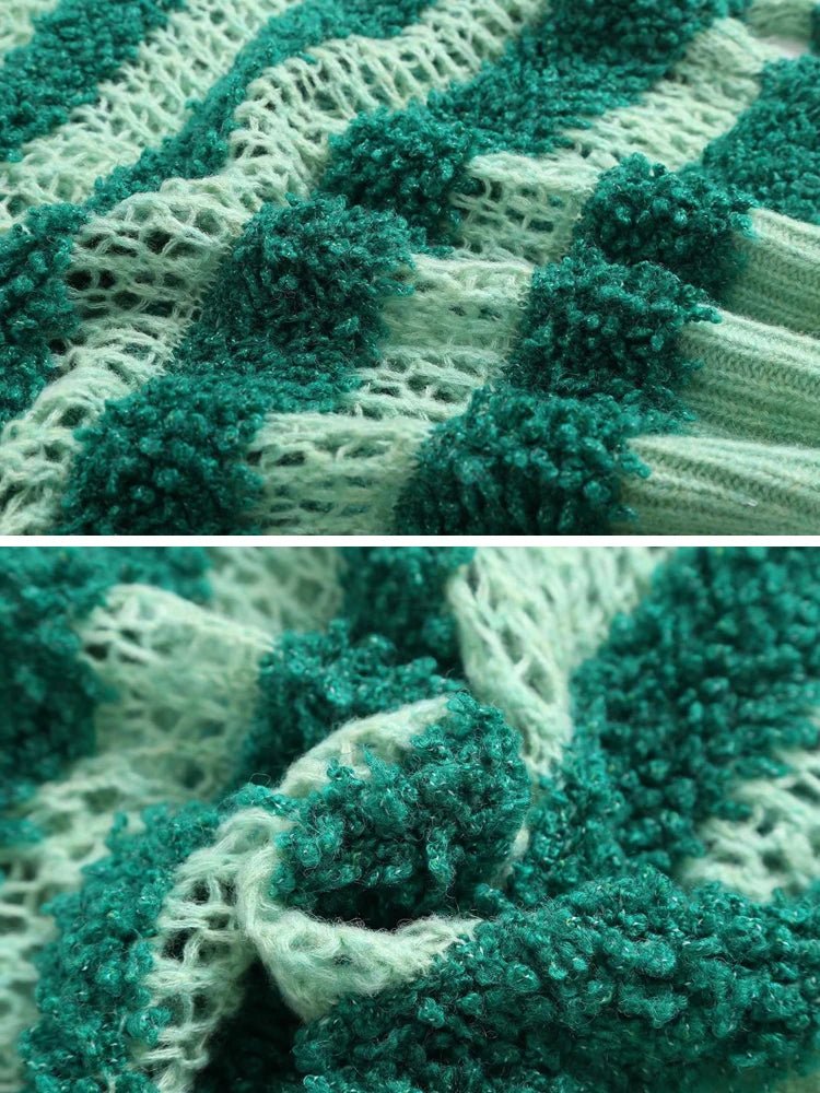 Green Stripes Knit Cardigan - Kelly Obi New York
