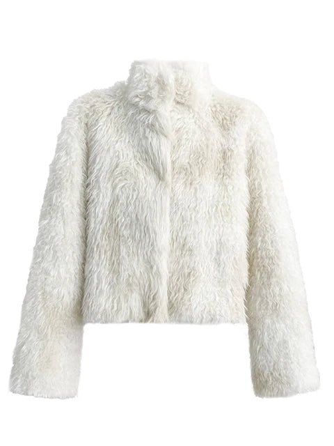 Hidden Buttons Faux Fur Jacket - Kelly Obi New York