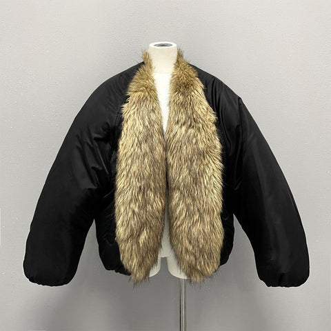 Hidden Rope Straps Faux Fur Coat - Kelly Obi New York