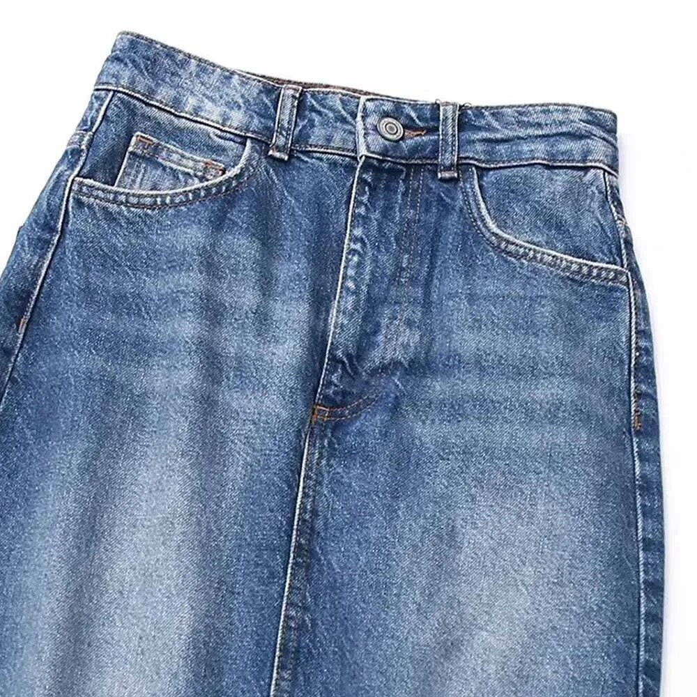 High Front Slit Denim Skirt - Kelly Obi New York