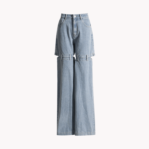 Hollow-Out Split Back Denim Jeans - Kelly Obi New York