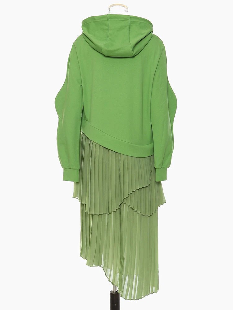 Hooded Pleated Layered Sweater Dress - Kelly Obi New York