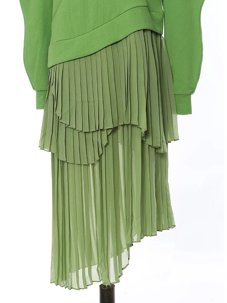 Hooded Pleated Layered Sweater Dress - @theestylishp - Kelly Obi New York