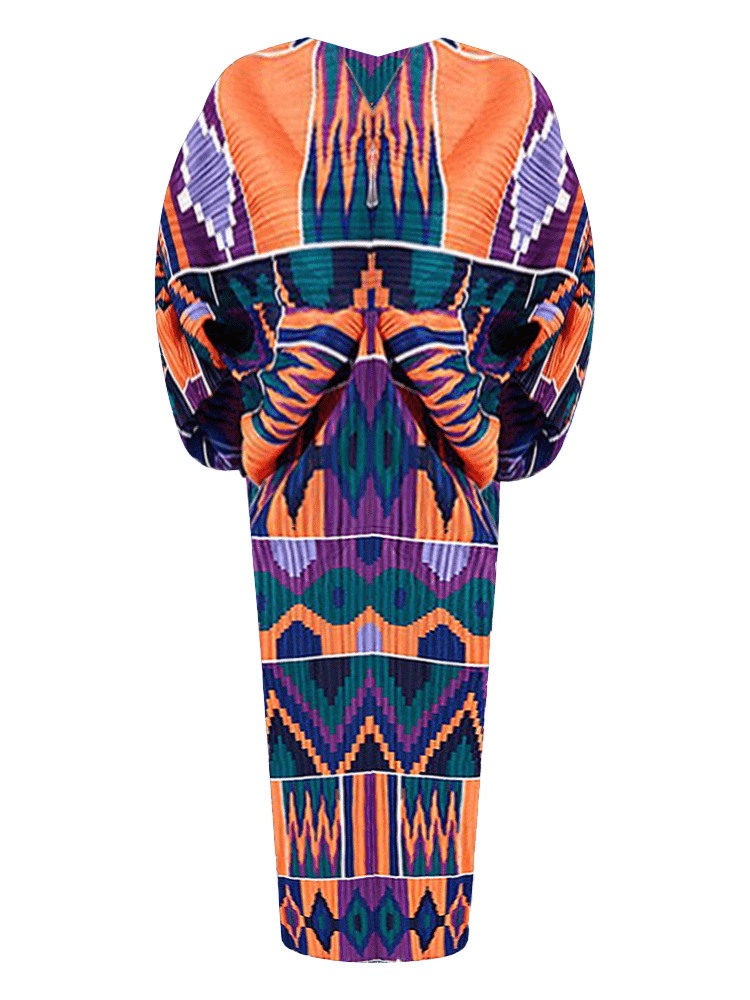 Inspired Print Pleated Dress - Kelly Obi New York
