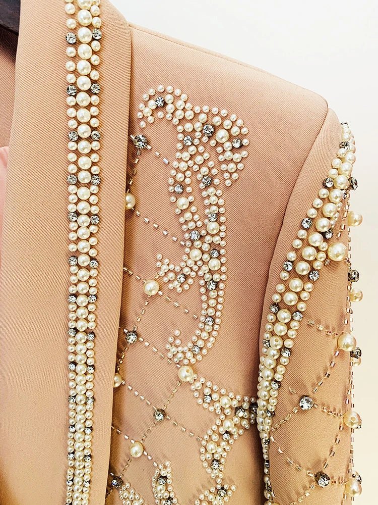 Intricate Beads Pearls Blazer Dress - Kelly Obi New York