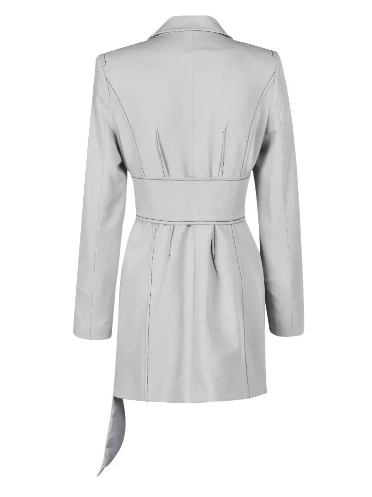 Irregular Hem Belted Blazer Dress - Kelly Obi New York