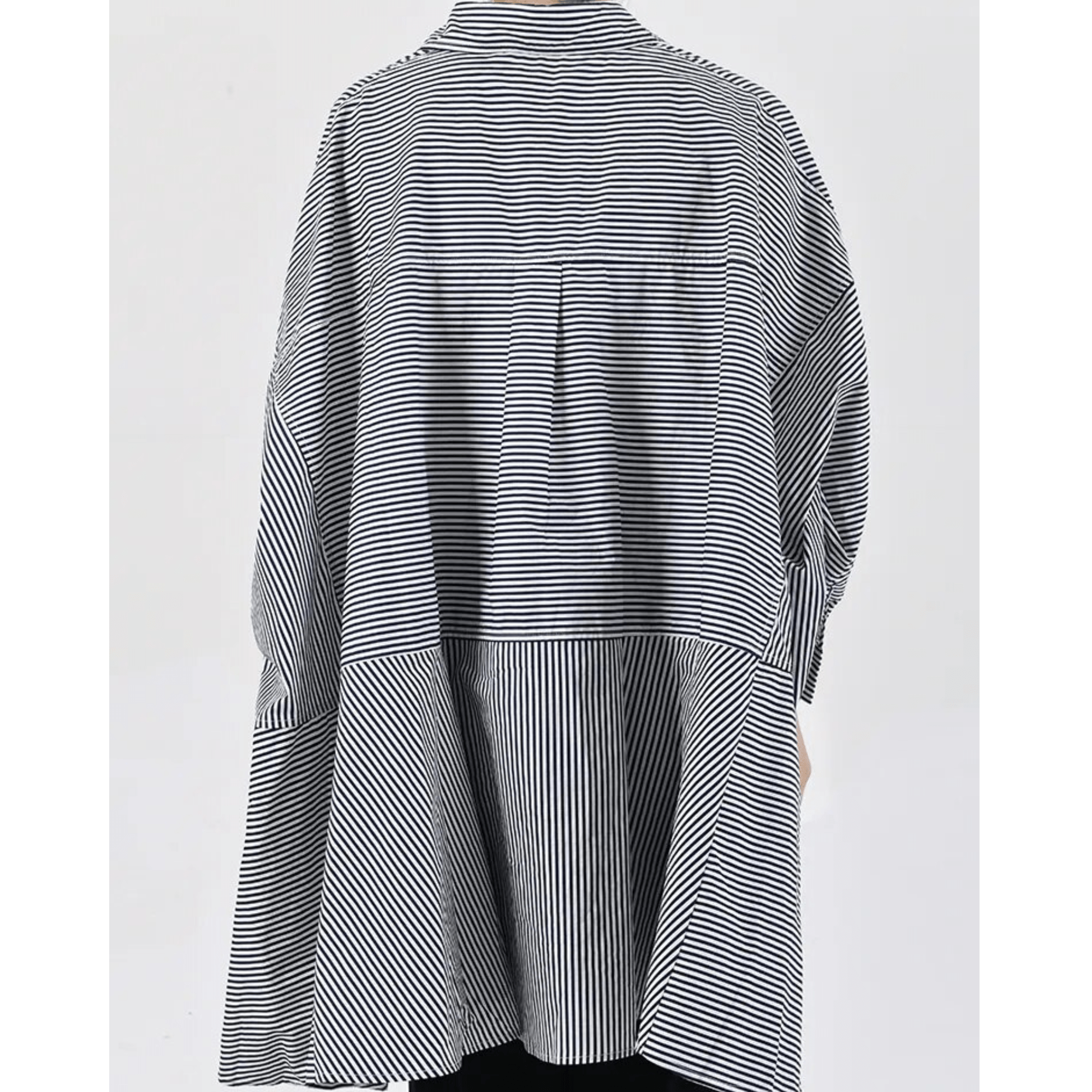 Irregular Hem Split Side Stripes Shirt - Kelly Obi New York