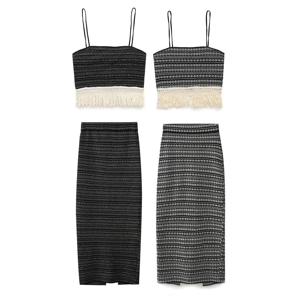 Jacquard Knitted Top and Skirt Set - Kelly Obi New York