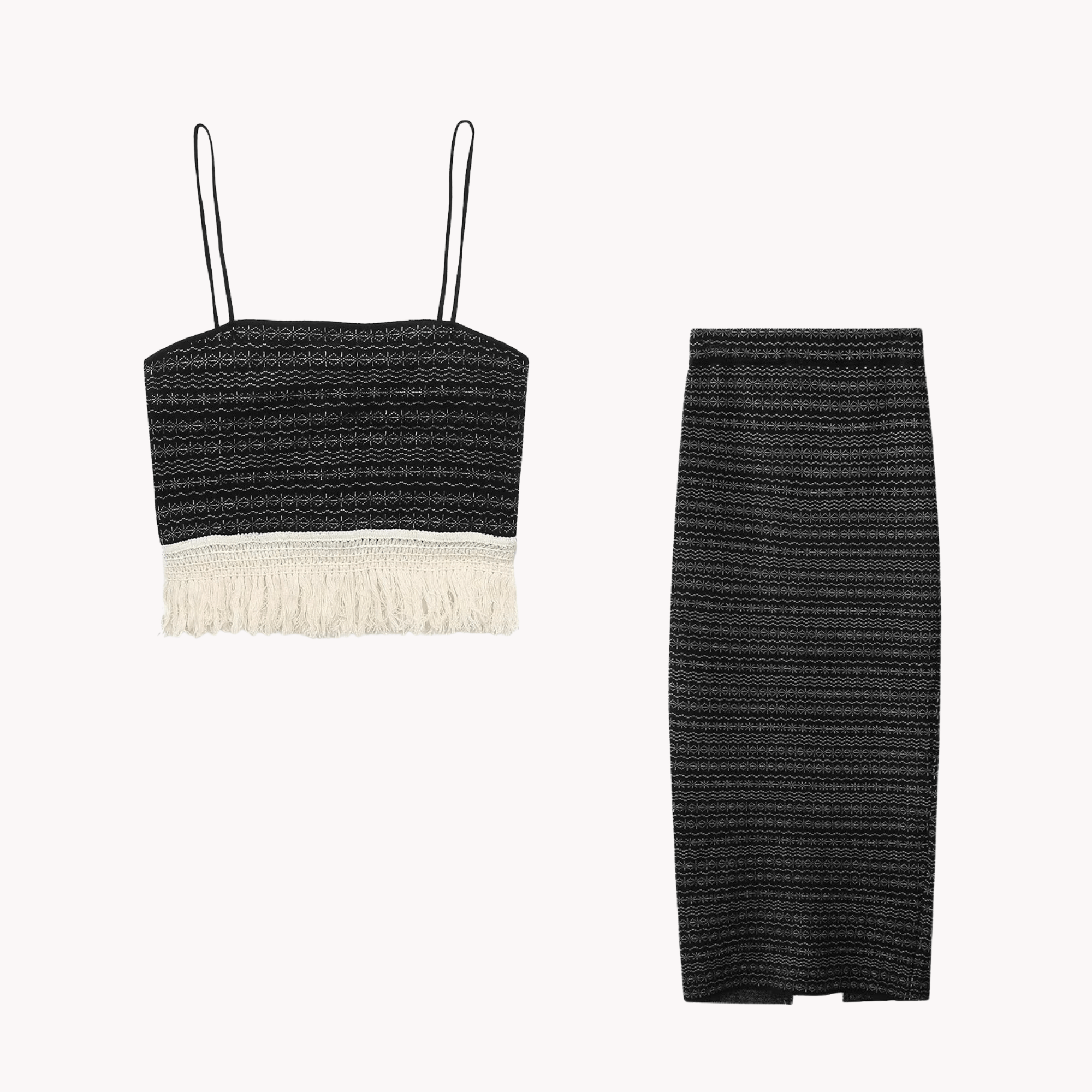 Jacquard Knitted Top and Skirt Set - Kelly Obi New York