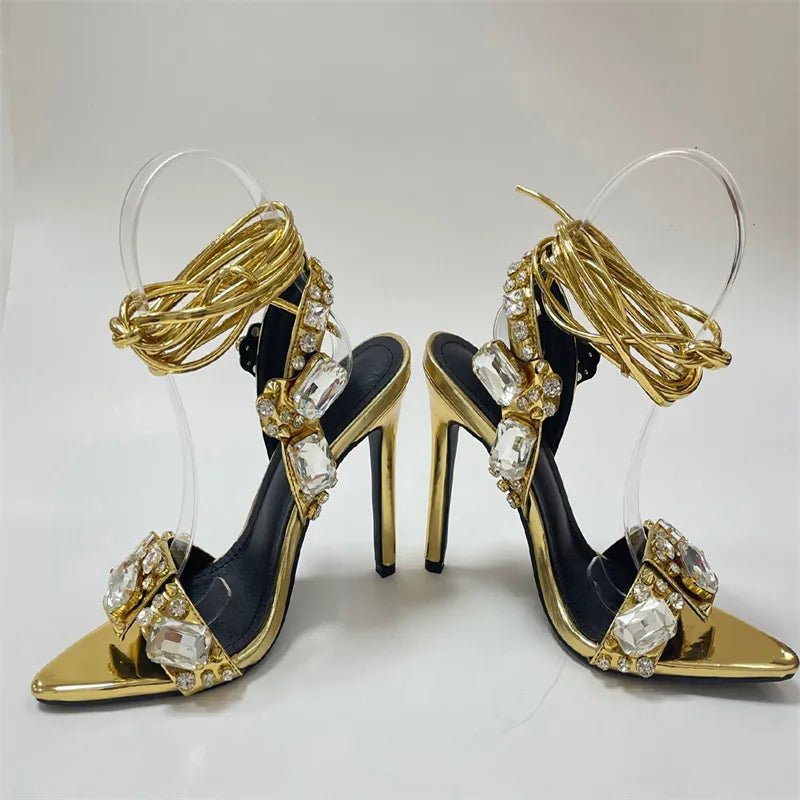 Jewels Ankle Strap High Sandals - Kelly Obi New York