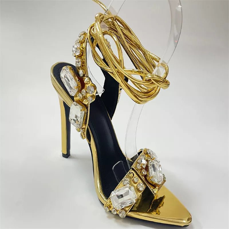 Jewels Ankle Strap High Sandals - Kelly Obi New York