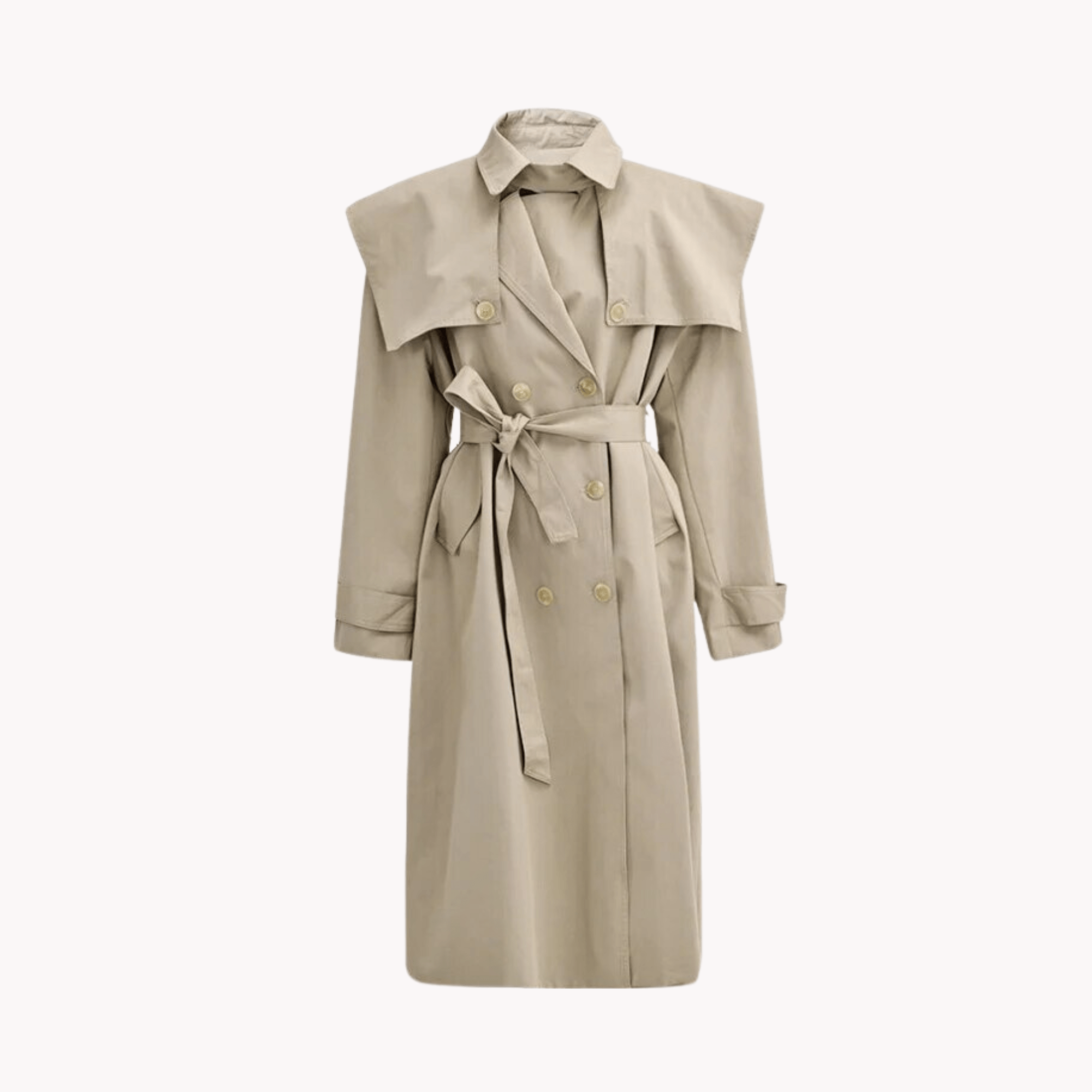 Khaki Tie-Waist Trench Coat - Kelly Obi New York