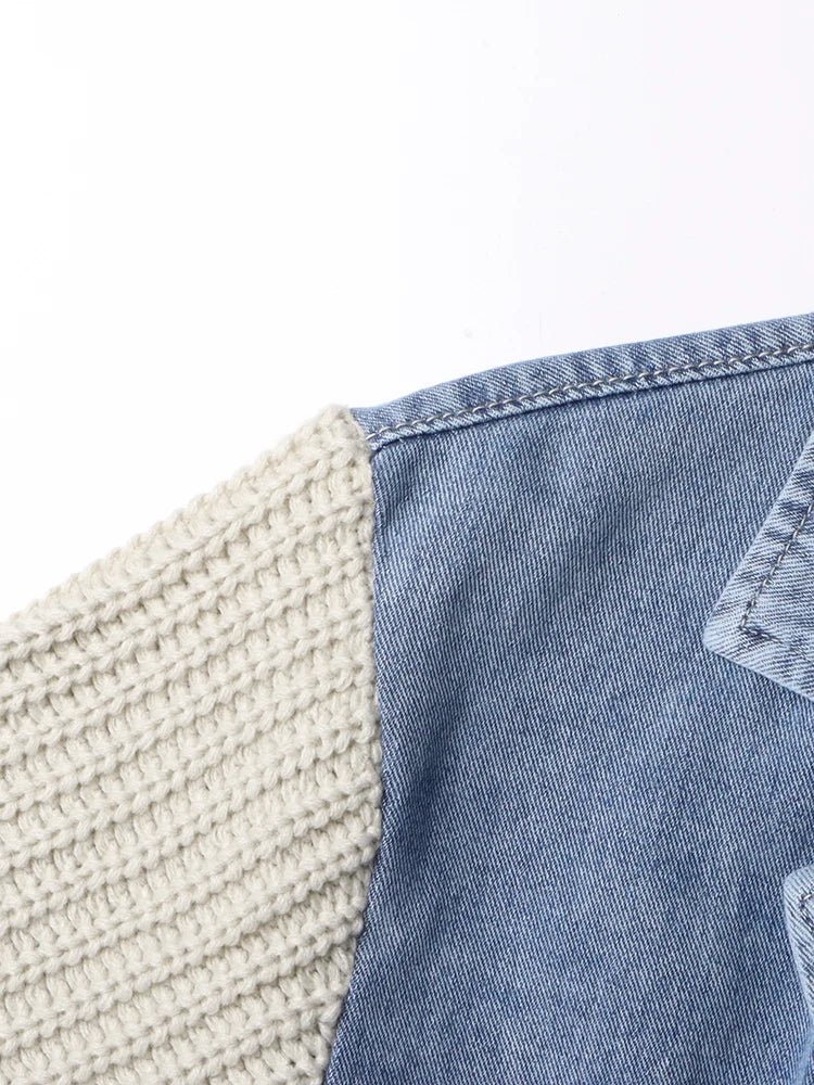 Knit Sleeves Cropped Denim Jacket - Kelly Obi New York