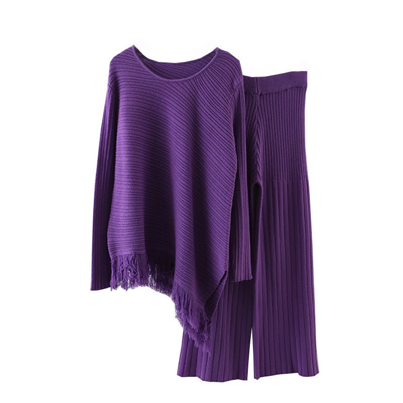 Knitted Tassel Hem Top and Pants Set - Kelly Obi New York