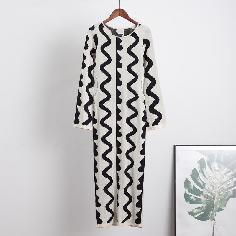 Knitted Wave Print Bodycon Dress - @itsjacqueblue - Kelly Obi New York