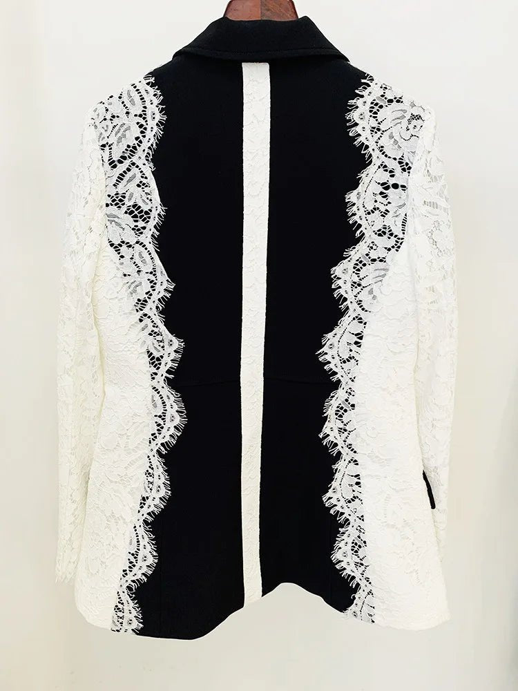 Lace Hugged Contrast Color Blazer - Kelly Obi New York