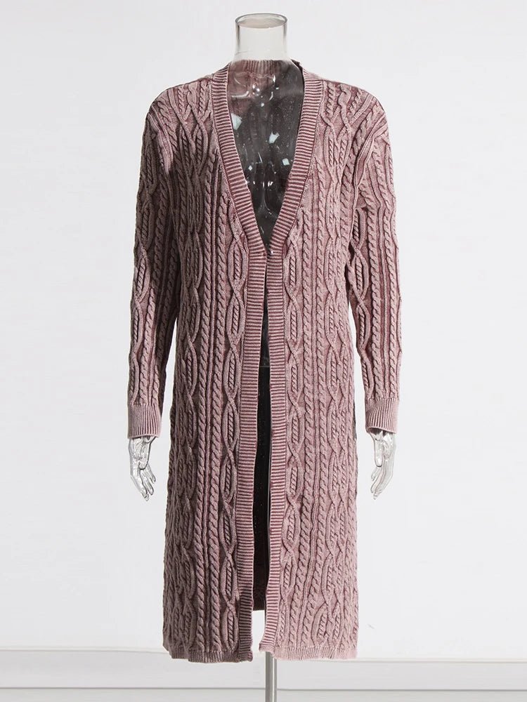 Lace-Up Cable Knit Coat - Kelly Obi New York