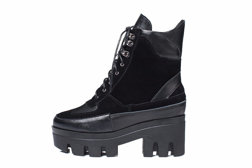 Lace-Up Leather Ankle Boots - Kelly Obi New York