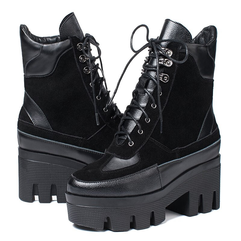 Lace-Up Leather Ankle Boots - Kelly Obi New York