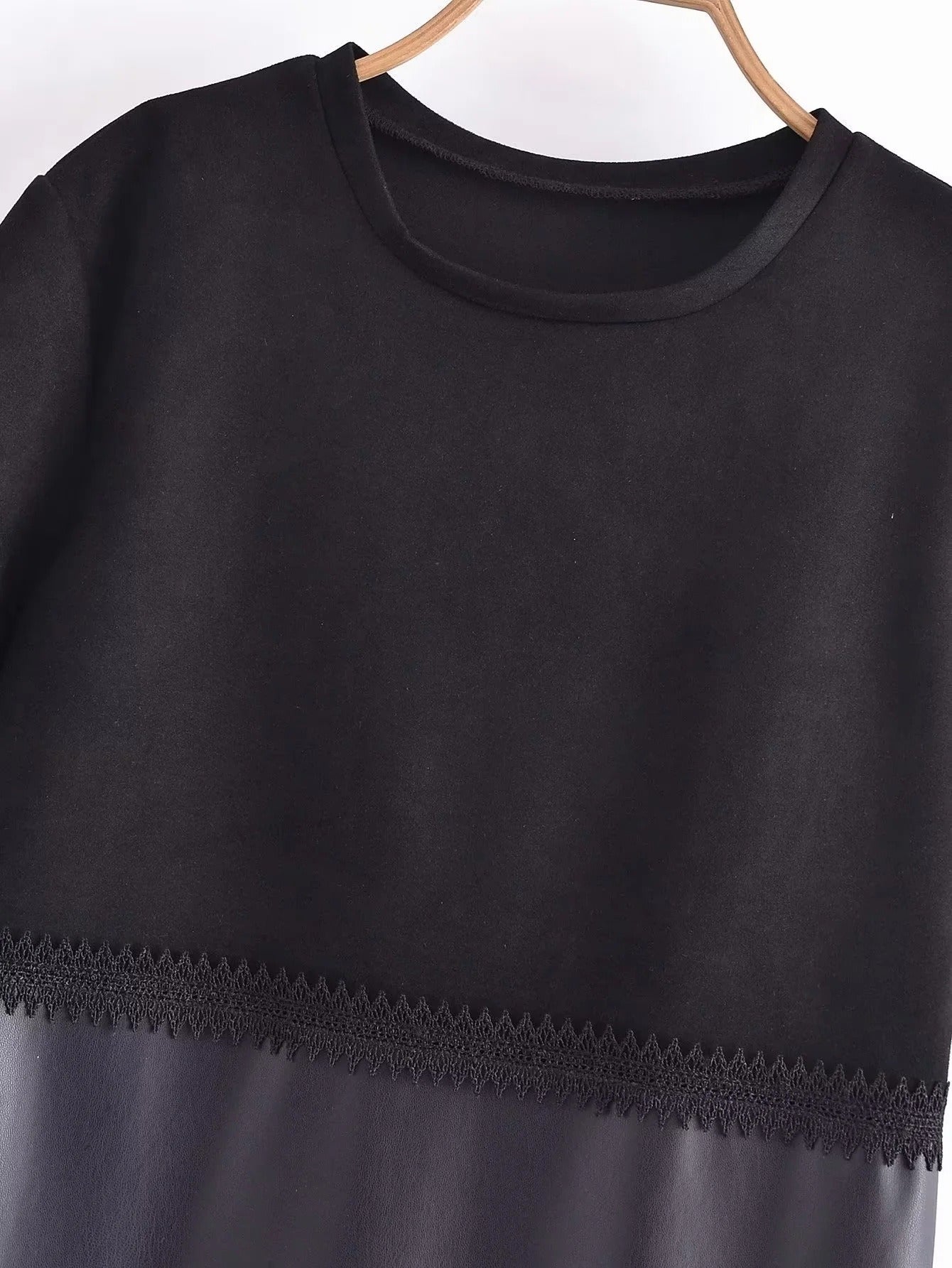 Lace Vegan Leather Mini Shirt Dress - Kelly Obi New York