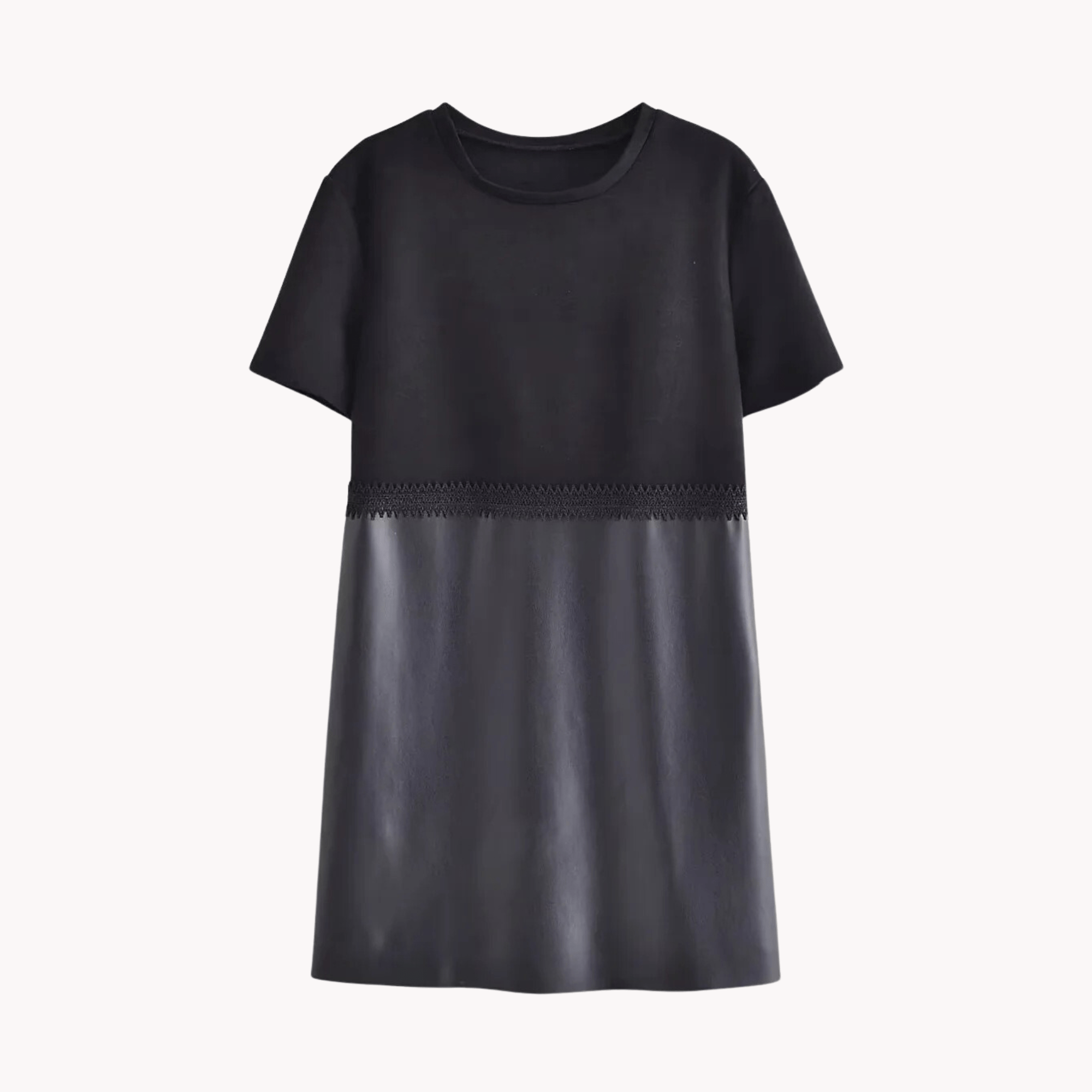 Lace Vegan Leather Mini Shirt Dress - Kelly Obi New York