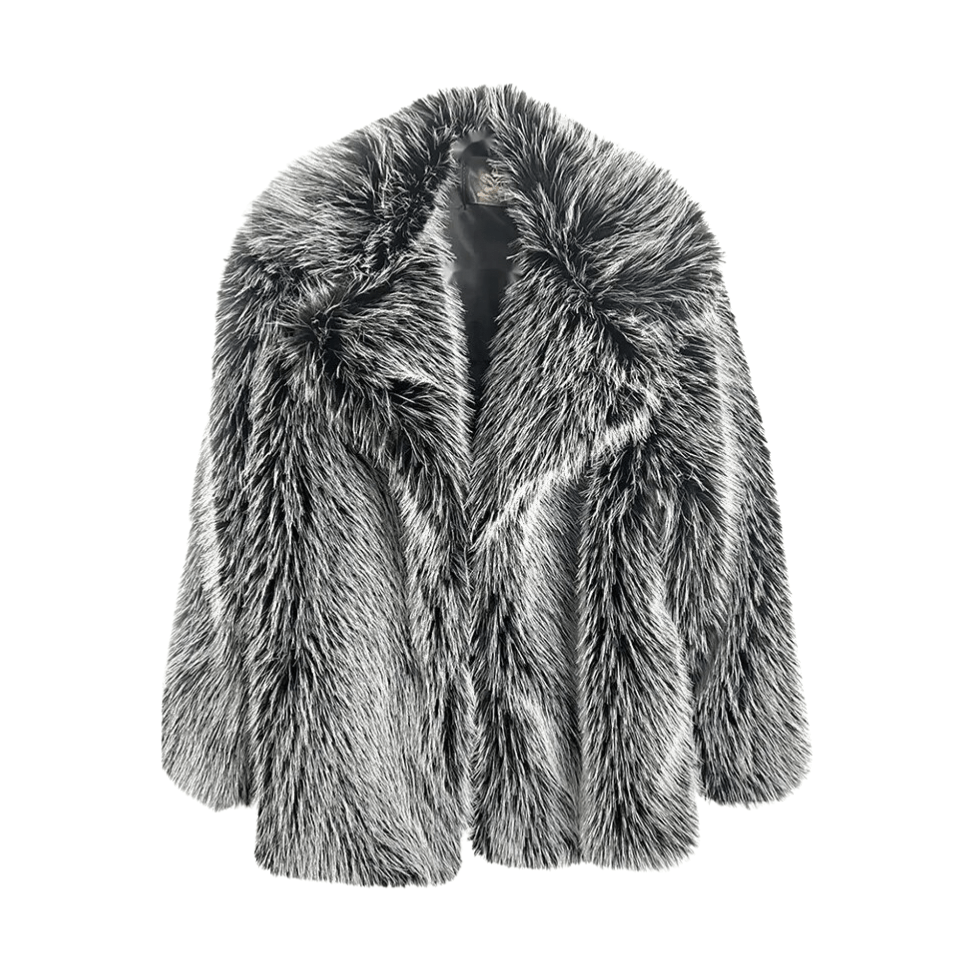 Large Lapel Buttonless Faux Fur Coat - Kelly Obi New York
