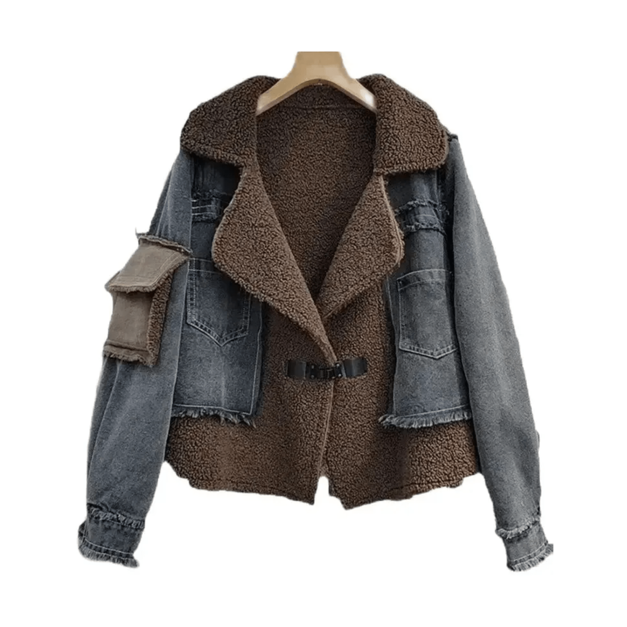 Layered Patchwork Denim Woolen Jacket - Kelly Obi New York