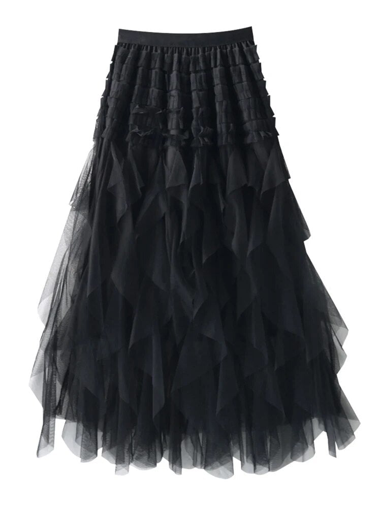 Layered Ruffles A-Line Skirt - Kelly Obi New York