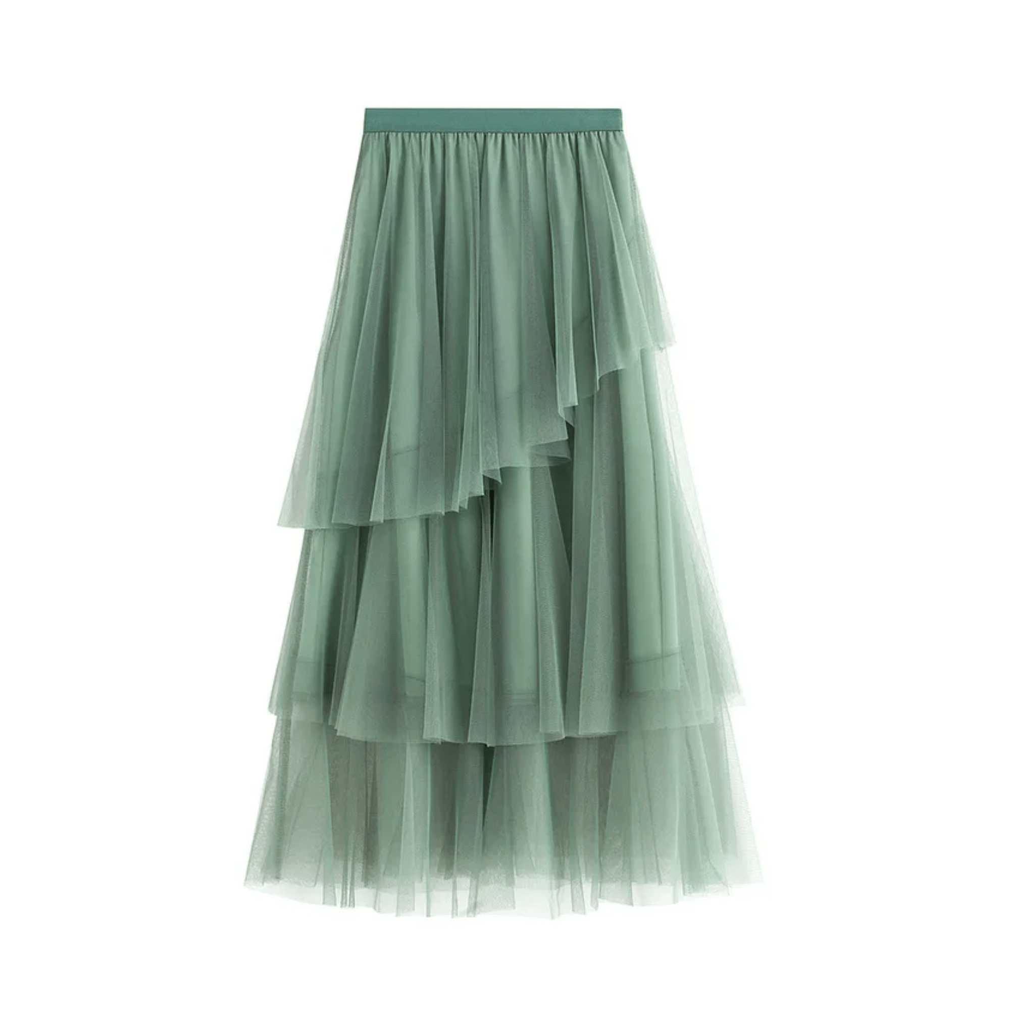 Layered Ruffles Mesh Midi Skirt - Kelly Obi New York