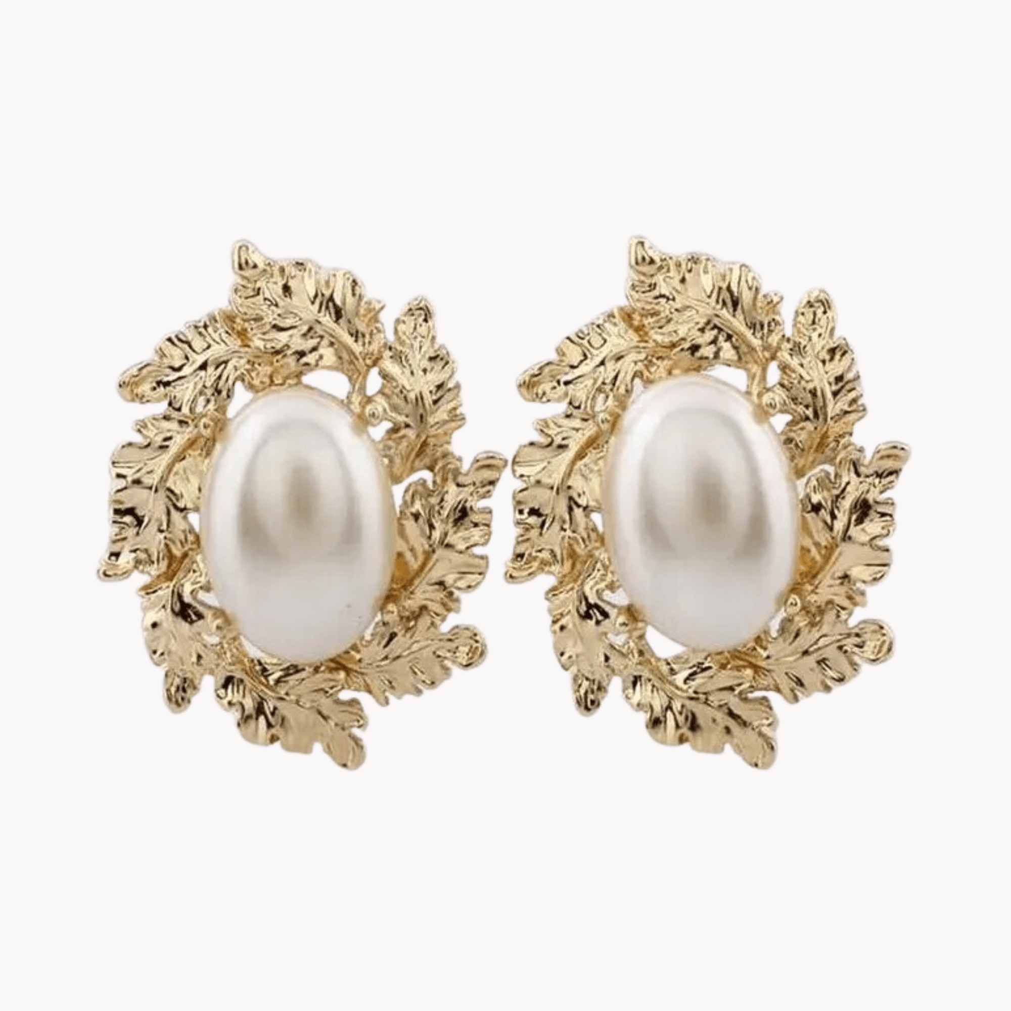 Leaf Wreath Faux Pearl Earrings - Kelly Obi New York