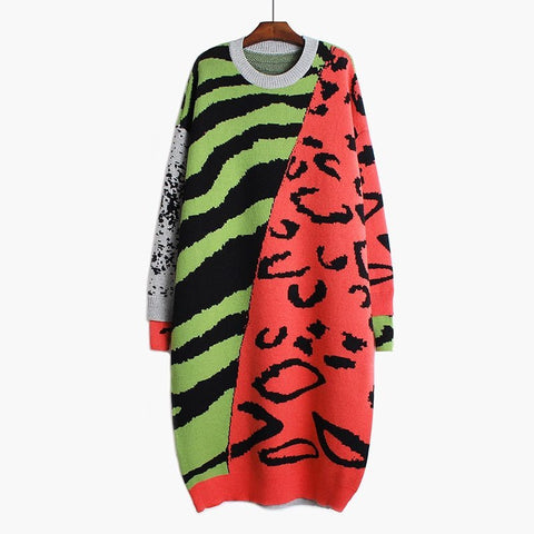 Leopard Contrast Sweater Dress - @80sbaby_millennialmommy - Kelly Obi New York