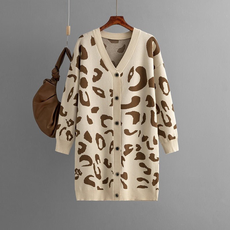 Leopard Knitted Loose Fit Cardigan - Kelly Obi New York