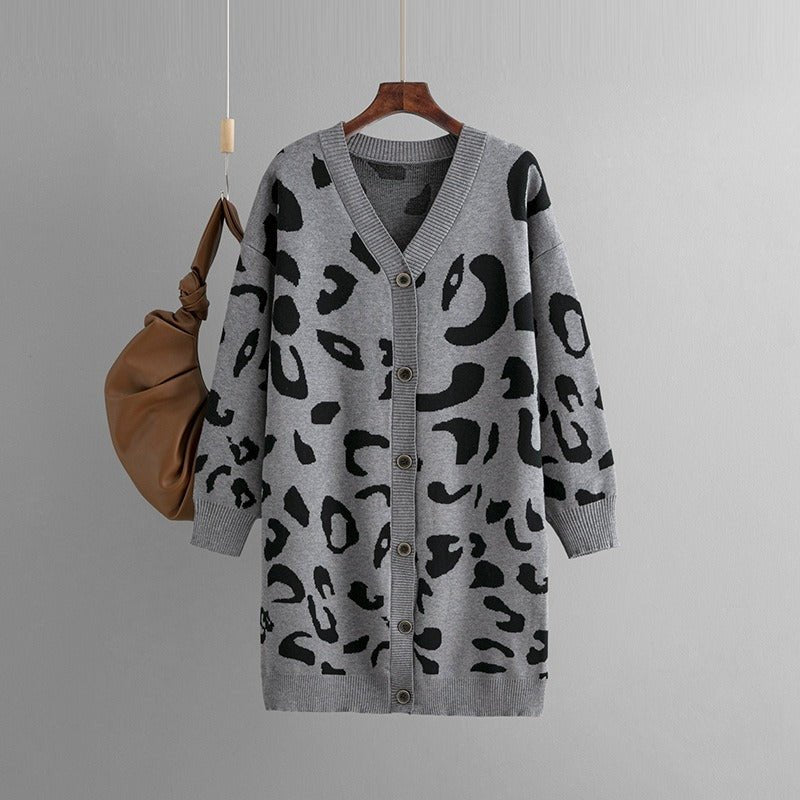 Leopard Knitted Loose Fit Cardigan - Kelly Obi New York