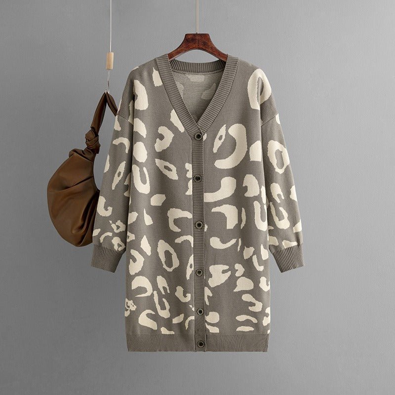 Leopard Knitted Loose Fit Cardigan - Kelly Obi New York