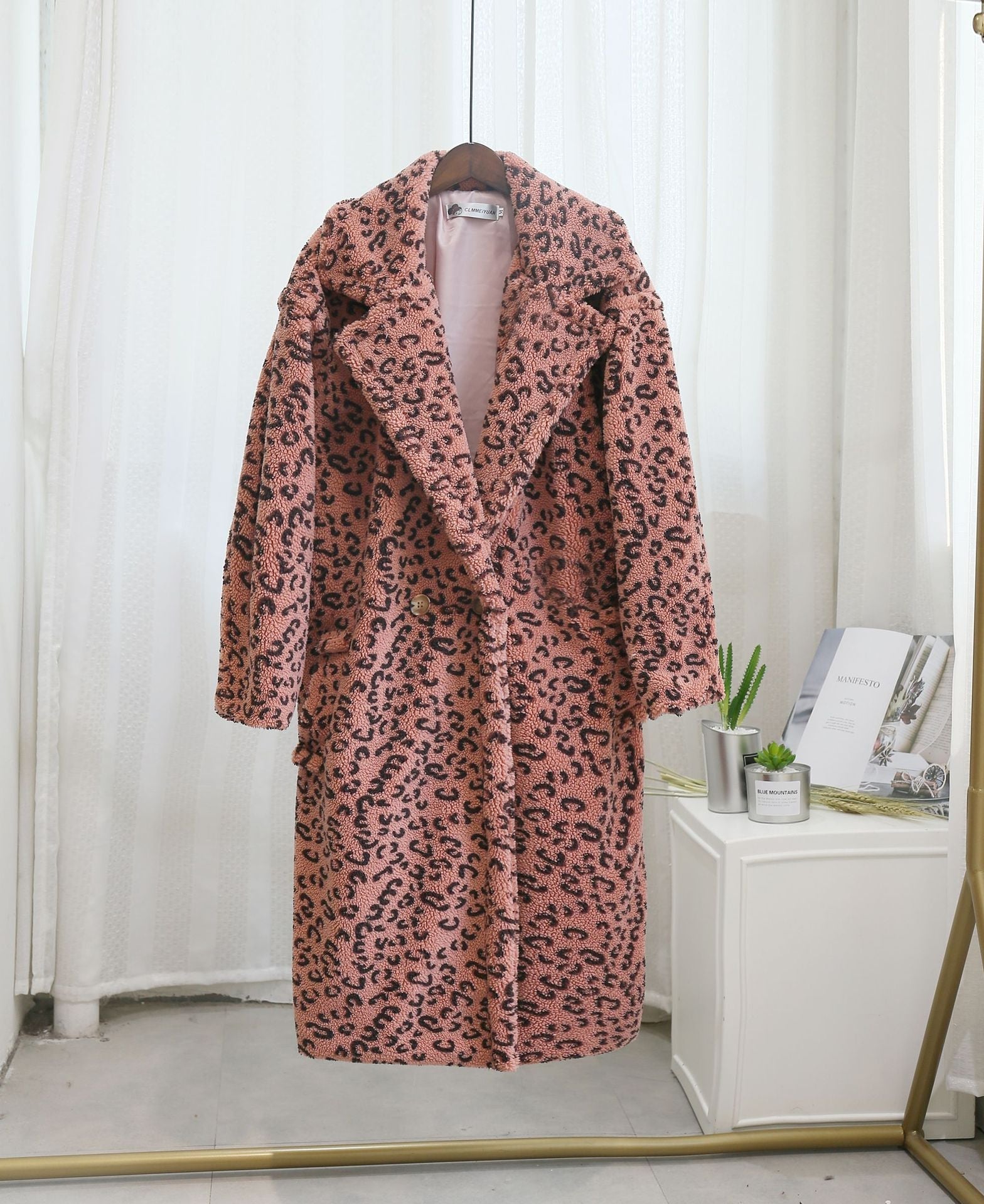 Leopard Print Faux Fur Thick Coat - Kelly Obi New York