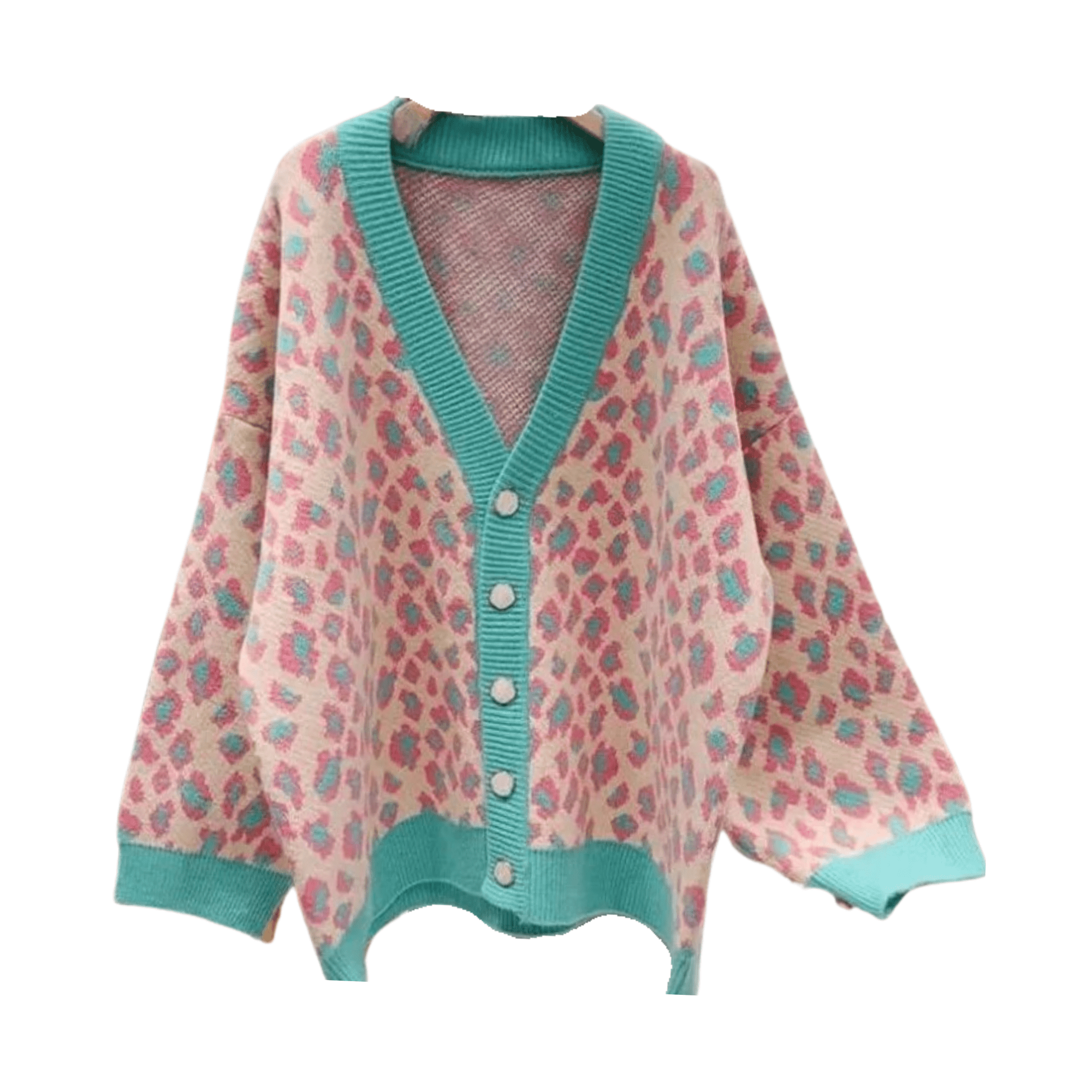Leopard Ribbed Edges Knitted Cardigan - Kelly Obi New York