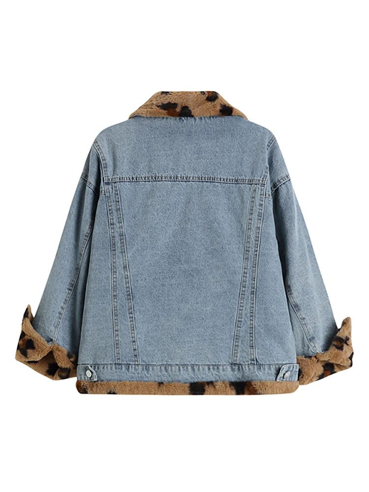 Leopard Woolen Denim Jacket - Kelly Obi New York