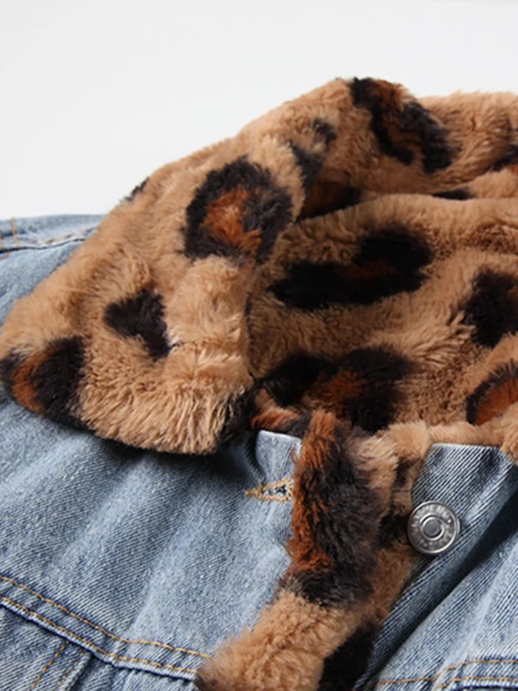 Leopard Woolen Denim Jacket - Kelly Obi New York