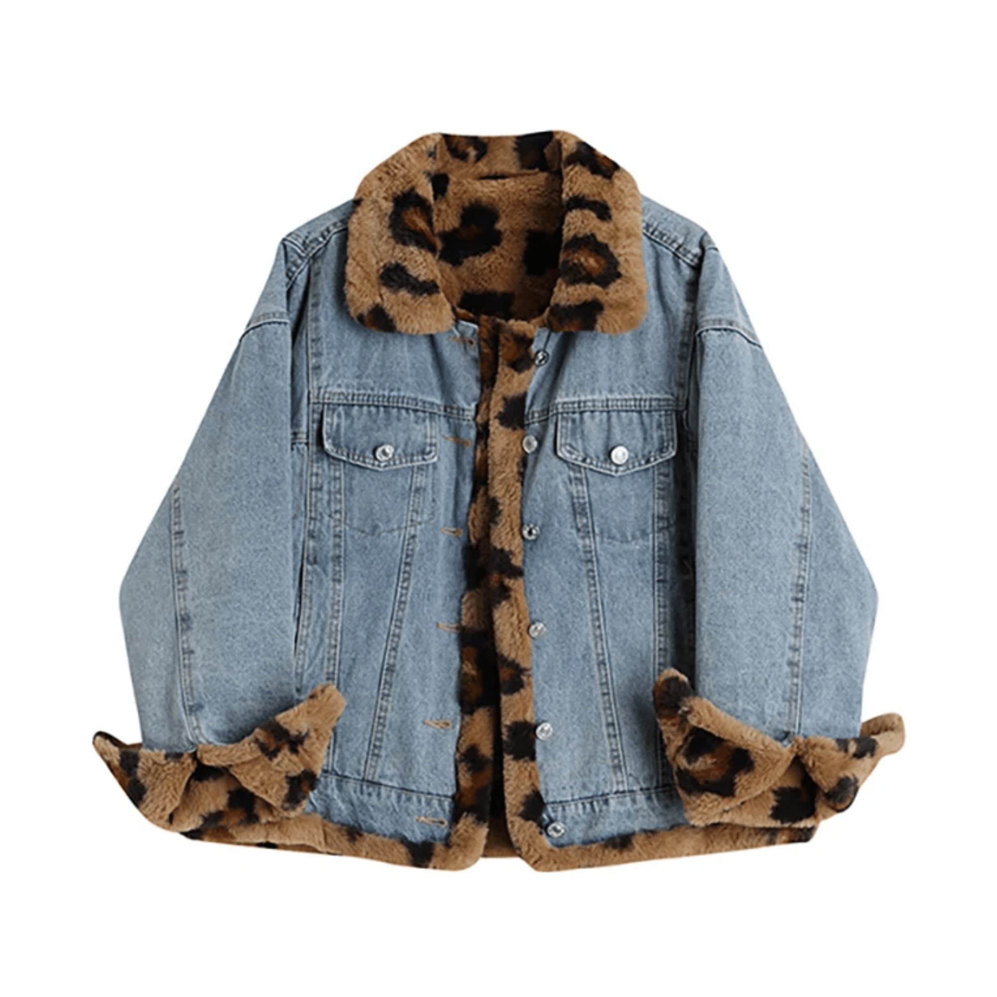 Leopard Woolen Denim Jacket - Kelly Obi New York